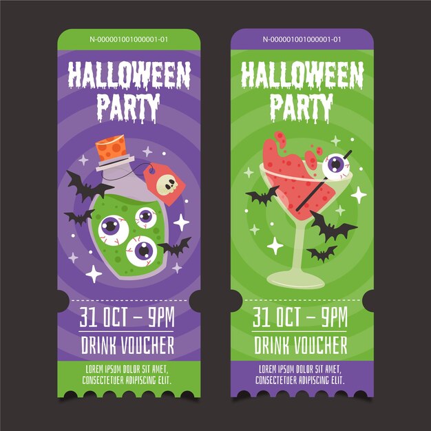 Hand drawn halloween tickets