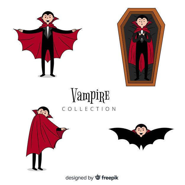 Hand drawn halloween vampire character collection