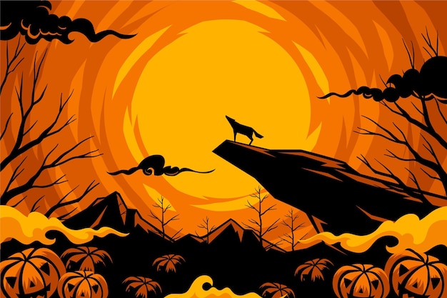 Free Vector hand drawn halloween wallpaper