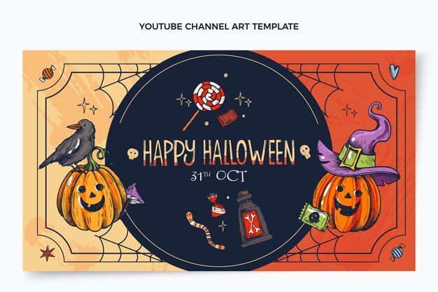 Hand drawn halloween youtube channel art