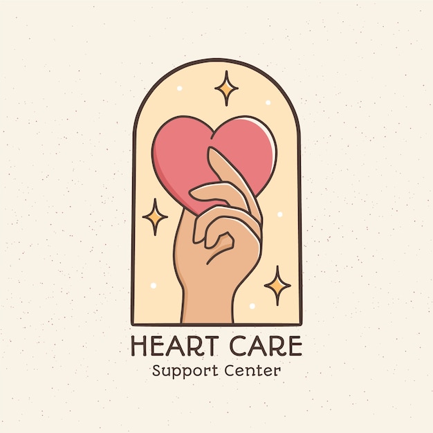 Hand drawn  hand heart  logo design