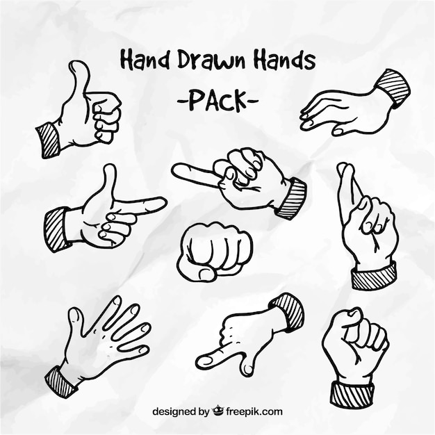 Free vector hand drawn hands pack