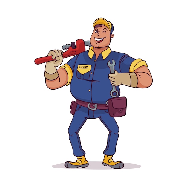 Free vector hand drawn handyman cartoon illustration