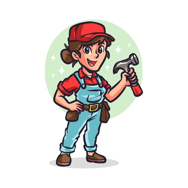 Hand drawn handyman  cartoon illustration