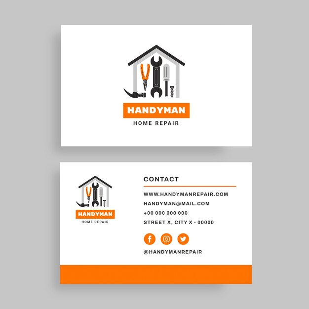 Hand drawn handyman home repair business card template