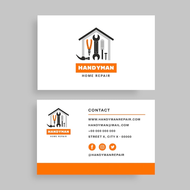 Hand drawn handyman home repair business card template