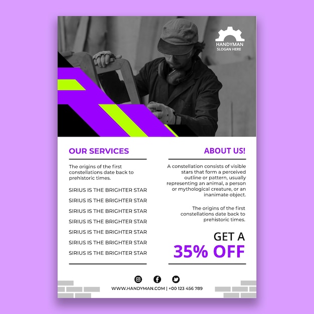 Hand drawn handyman professional services flyer