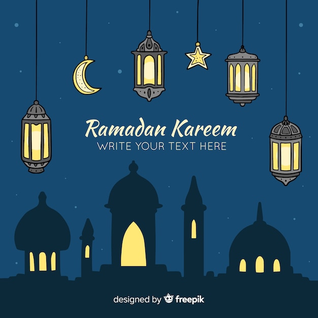 Free vector hand drawn hanging lanterns background