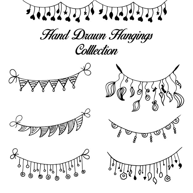 Hand drawn hanging ornaments