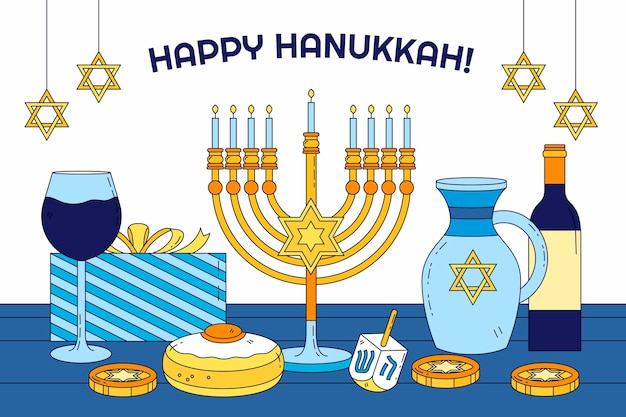 Hand drawn hanukkah background