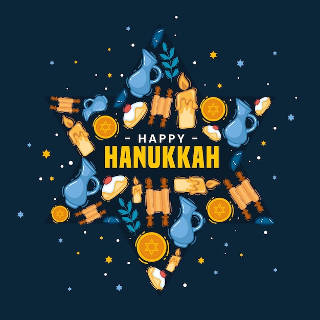 Hand drawn hanukkah concept