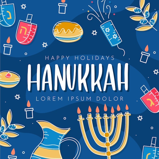 Hand drawn hanukkah concept