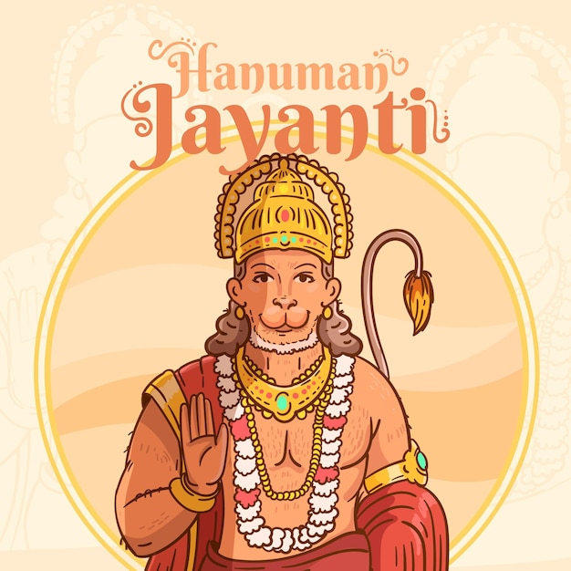 Free vector hand drawn hanuman jayanti illustration