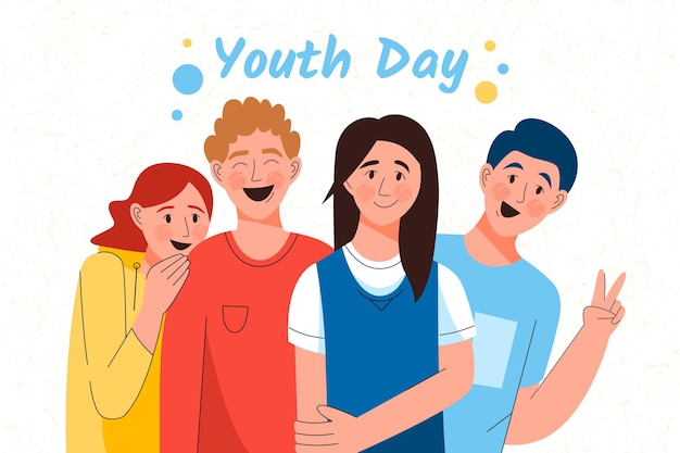 Hand drawn happiness of youth day event