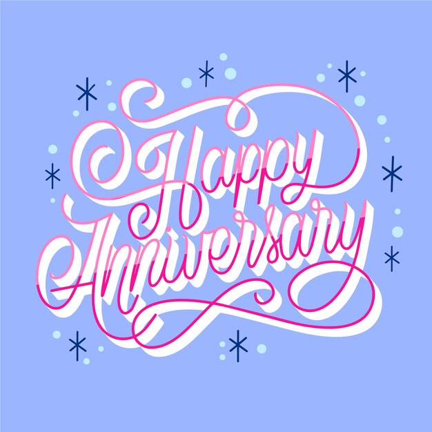 Hand drawn happy anniversary lettering background