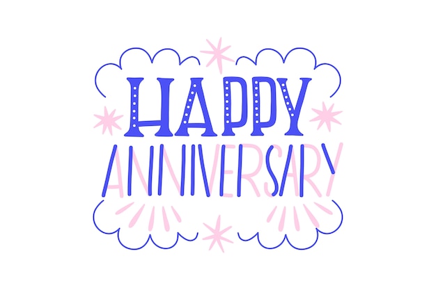 Free Vector hand drawn happy anniversary lettering background