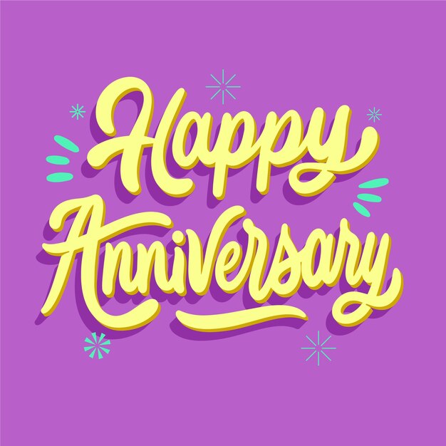 Hand drawn happy anniversary lettering background