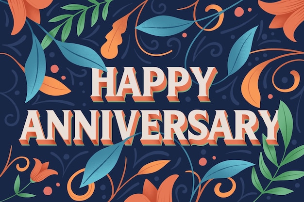 Free vector hand drawn happy anniversary lettering background