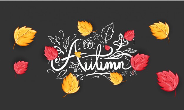 Hand drawn Happy Autumn Greeting Background