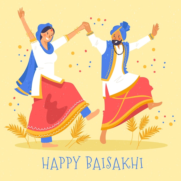 Free vector hand-drawn happy baisakhi concept