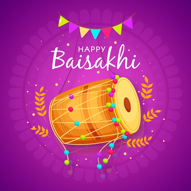 Hand drawn happy baisakhi