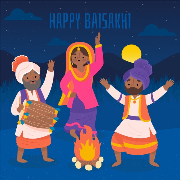 Hand drawn happy baisakhi