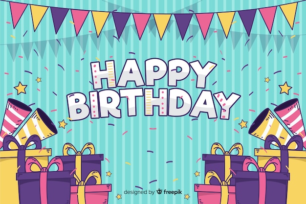 Free Vector hand drawn happy birthday background