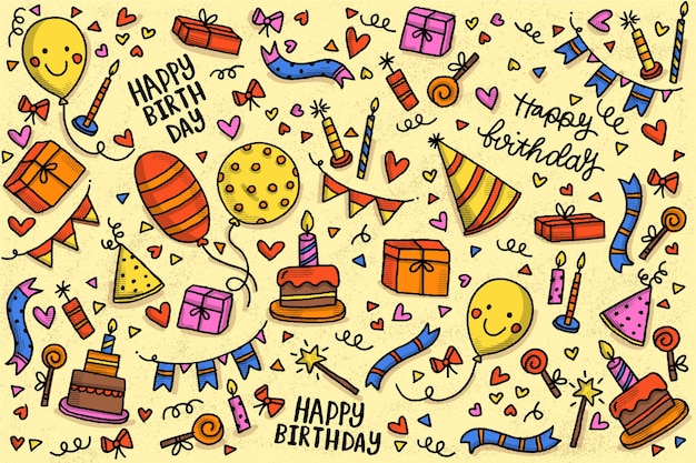 Free vector hand drawn happy birthday background