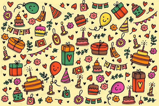 Hand drawn happy birthday background