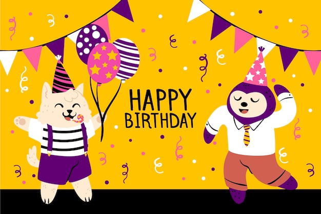 Free Vector hand drawn happy birthday background