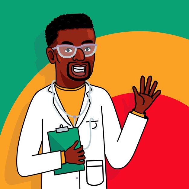 Hand drawn happy black person illustration