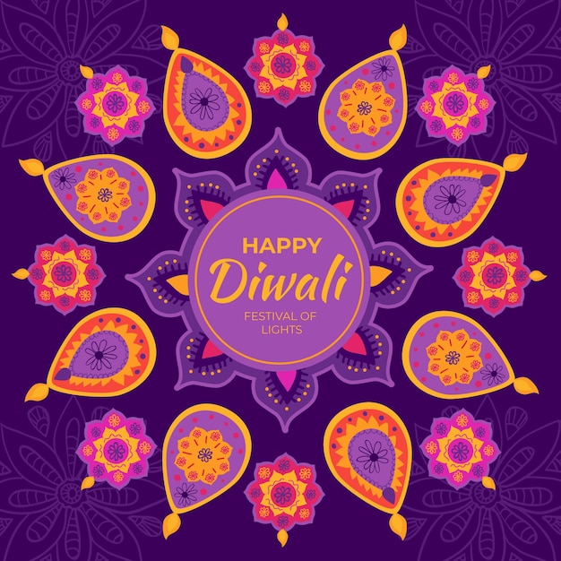 Hand drawn happy diwali concept