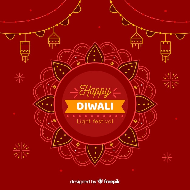 Hand drawn happy diwali festive background