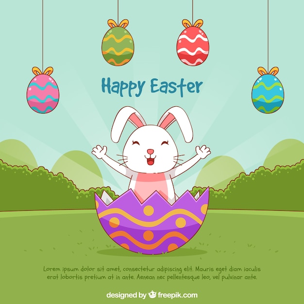 Hand drawn happy easter day background