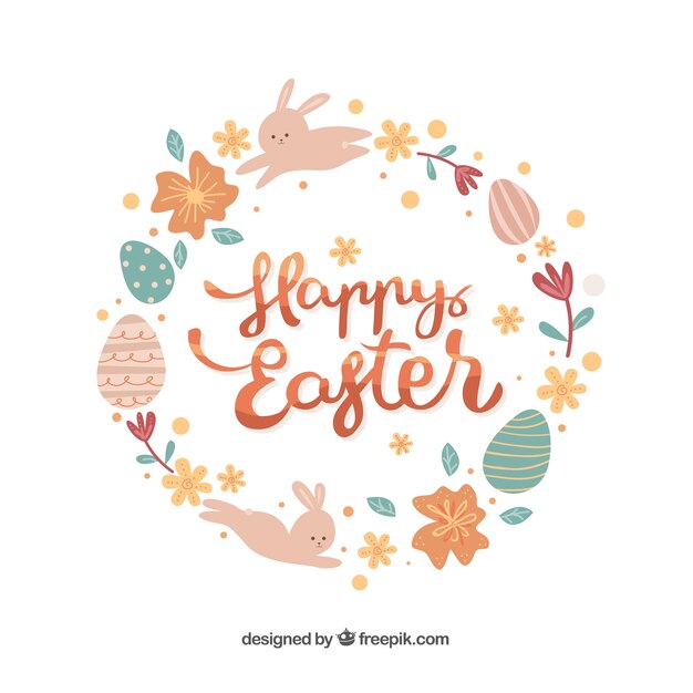 Hand drawn happy easter day background