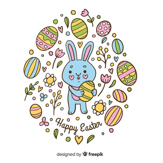 Hand drawn happy easter day background