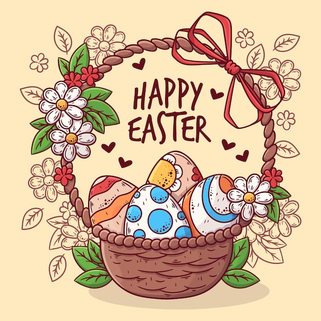 Hand-drawn happy easter day design