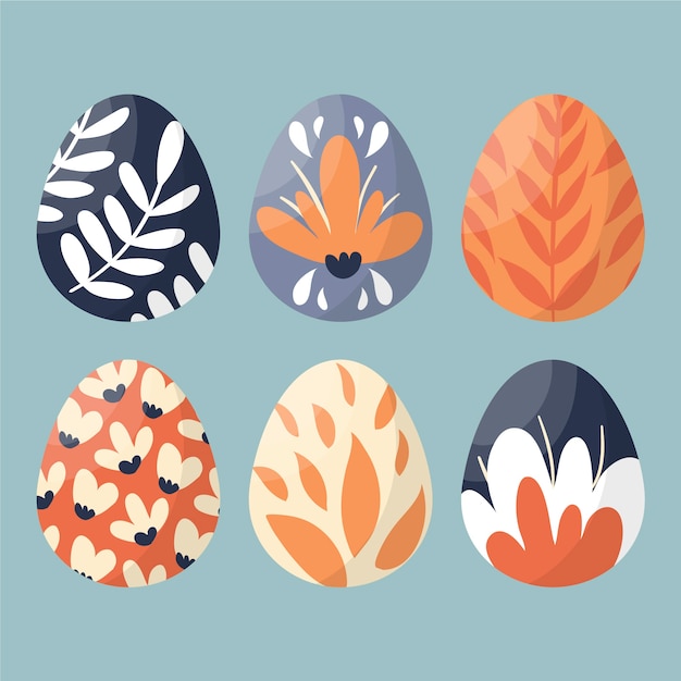 Free Vector hand drawn happy easter day eggs with nature painted design