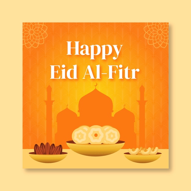 Hand drawn happy eid al-fitr facebook post