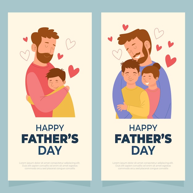 Hand drawn happy father's day banners set