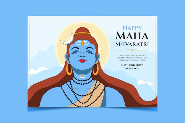 Free Vector hand drawn happy maha shivaratri greeting card template