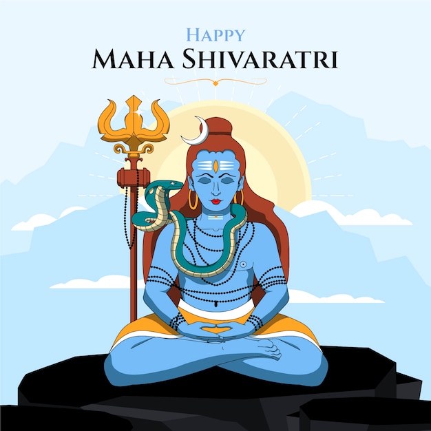 Free vector hand drawn happy maha shivaratri illustration