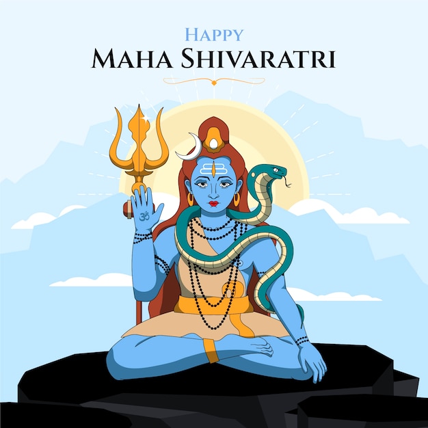 Free Vector hand drawn happy maha shivaratri illustration