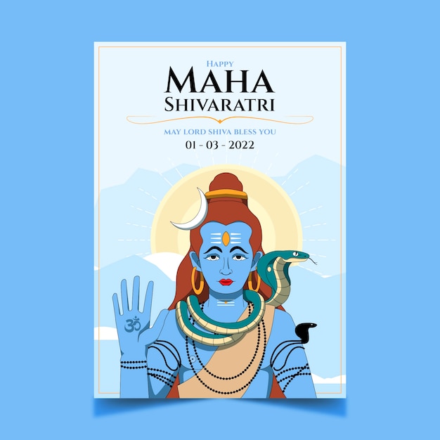 Free Vector hand drawn happy maha shivaratri vertical poster template