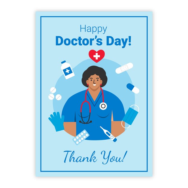 Hand drawn happy national doctor's day card