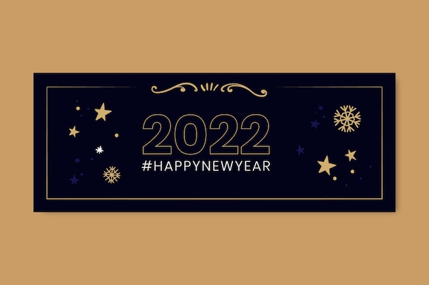 Hand drawn happy new year 2022 banner