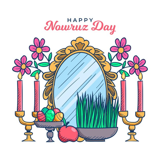 Free Vector hand drawn happy nowruz event