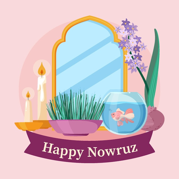 Free Vector hand drawn happy nowruz