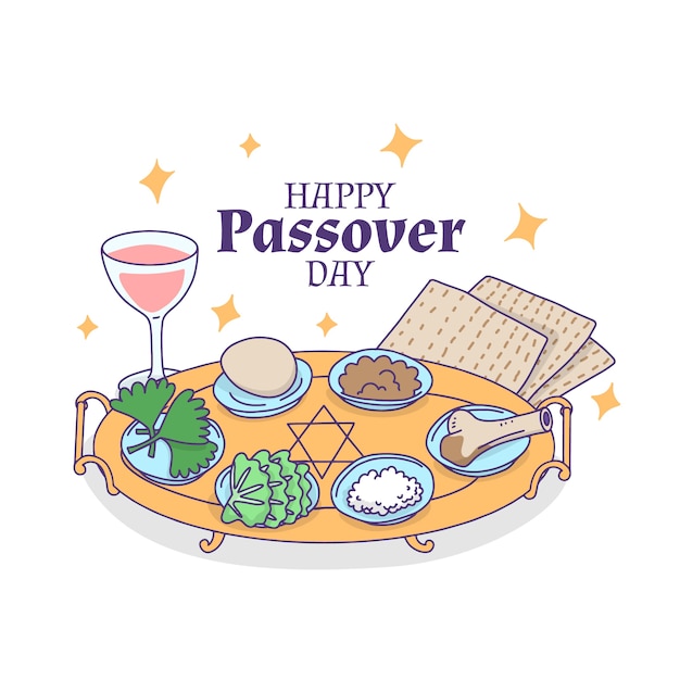 Free Vector hand-drawn happy passover theme