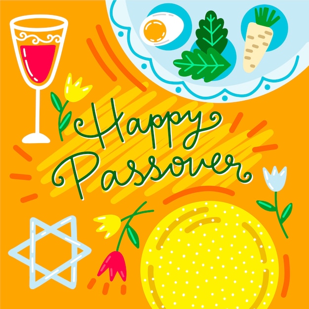 Free Vector hand-drawn happy passover